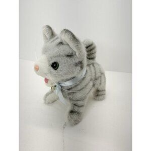 Gray Striped Mechanical Plush Kitten Green Eyes 6" Stuffed Animal Westminster